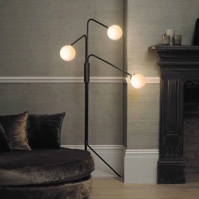 CTO Lighting Array Floor Lamp bronze with satin brass details and shiny opal glass - 5 amp plug