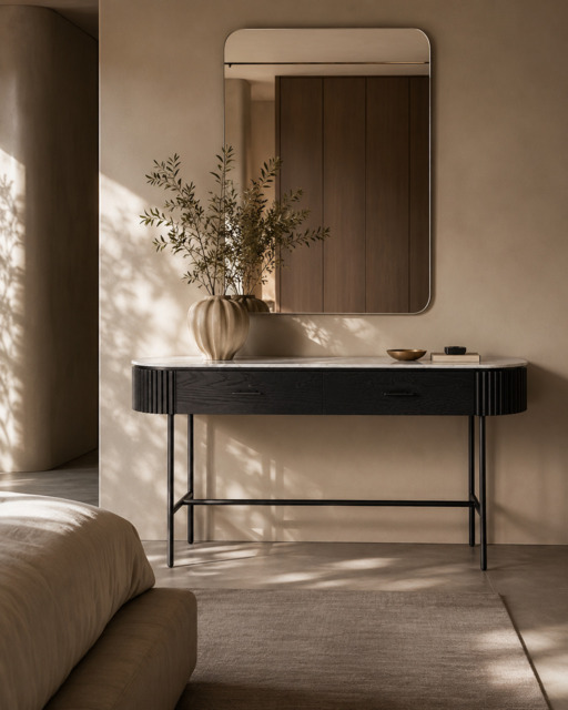 Lantine Marble Console Table - Matt Black - image 1