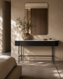 Lantine Marble Console Table - Matt Black - thumbnail 1