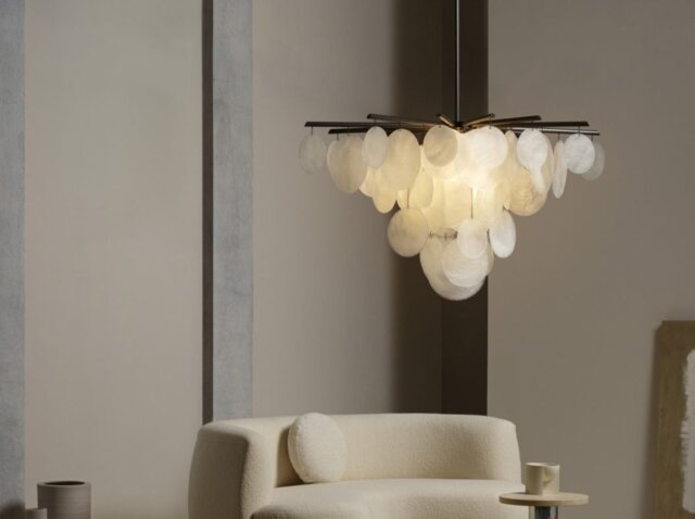 CTO Lighting Nimbus - Large - DALI-A Chandelier bronze with fritted glass