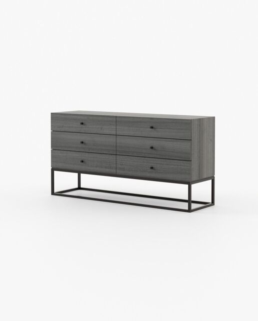 Laskasas ESTER Set of 6 Chest of Drawers Grey Eucalyptus Veneer Matte