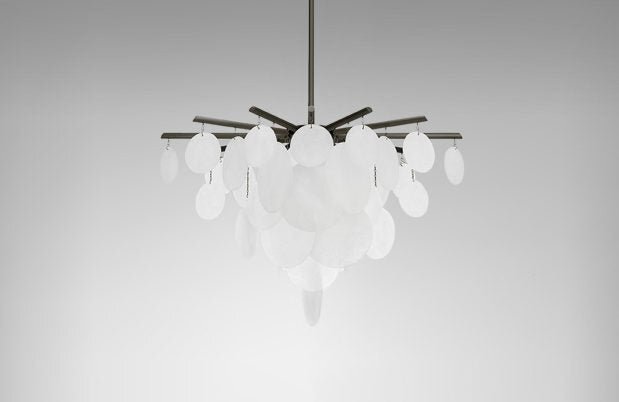 CTO Lighting Nimbus - Medium - DALI-A Chandelier antique bronze with fritted glass