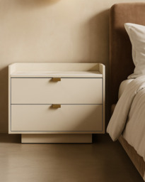 Saviour Bedside Table - White Marble & Beige - thumbnail 1