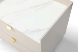 Saviour Bedside Table - White Marble & Beige - thumbnail 5