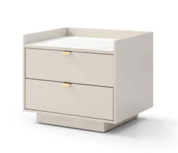 Saviour Bedside Table - White Marble & Beige - thumbnail 2