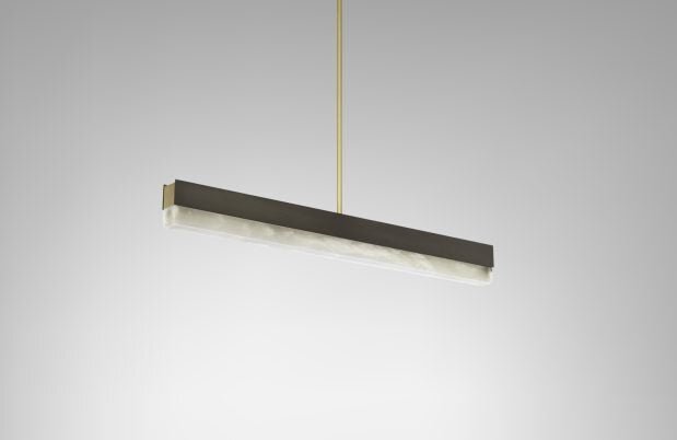 CTO Lighting Artes 600 Pendant Light satin brass with satin brass details and honed alabaster