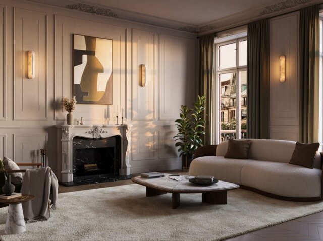 CTO Lighting Hepworth - IP44 - DALI-A Wall Light bronze with honed alabaster