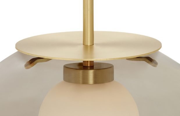 CTO Lighting Petra - Large - DALI-A Pendant Light satin brass with smoked outer glass and matt opal inner glass