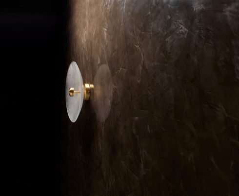 CTO Lighting Cielo Large DALI-B Wall Light satin brass with fritted glass