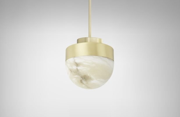 CTO Lighting Lucid 200 - DALI-A Pendant Light satin brass with honed alabaster