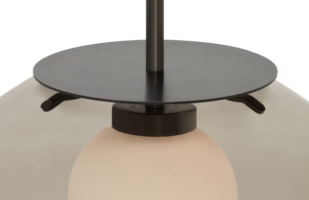 CTO Lighting Petra - Large - DALI-A Pendant Light bronze with smoked outer glass and matt opal inner glass
