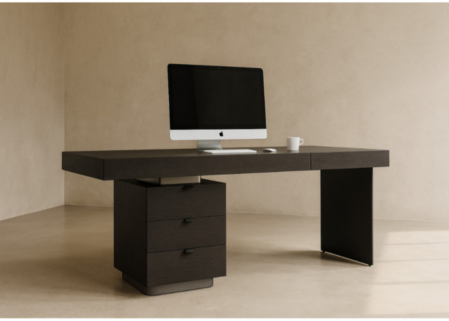 Oston Desk - Smoke Oak - Left Hand Drawers - image 1