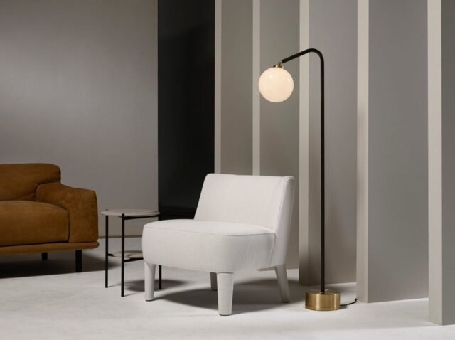 CTO Lighting Oscar Floor Lamp bronze stem with bronze base and shiny opal glass - 5 amp plug