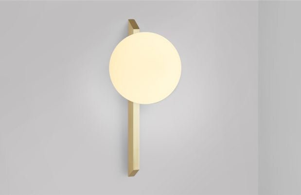 CTO Lighting Gaia - Tall - Flush - DALI-B Wall Light satin brass with matt opal glass
