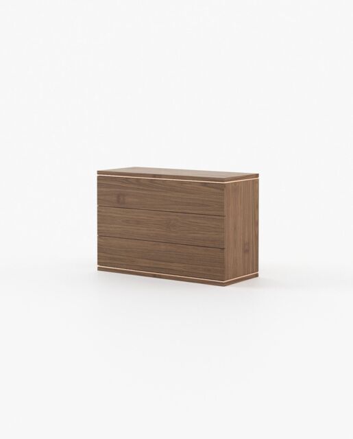 Laskasas DUANE Set of 3 Chest of Drawers Walnut Veneer Matte