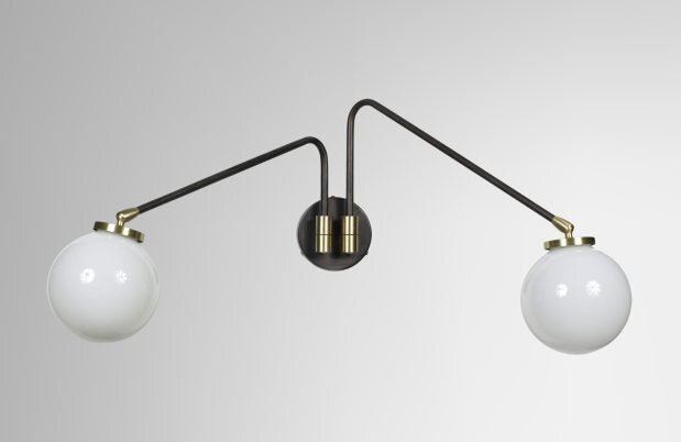 CTO Lighting Array Wall Twin - DALI-A Wall Light bronze with bronze details and shiny opal glass