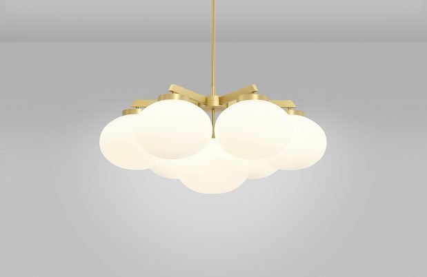 CTO Lighting Cloudesley Medium - DALI-B Chandelier satin brass with matt opal glass