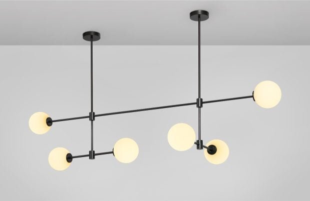CTO Lighting Trevi - Multi 6 Pendant Light antique bronze with matt opal glass