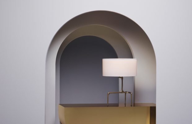 CTO Lighting Braque Table Lamp antique bronze base with dove grey shade UK plug