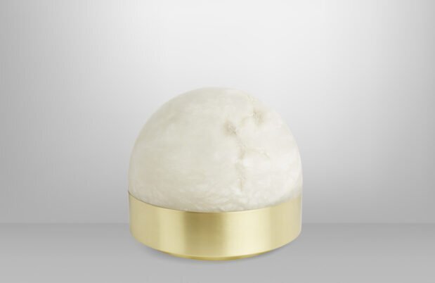 CTO Lighting Lucid 300 Table Lamp satin brass with honed alabaster 5 amp plug