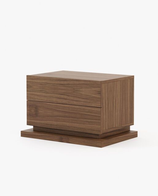 Laskasas USO Bedside Cabinet & Table Walnut Veneer Matte