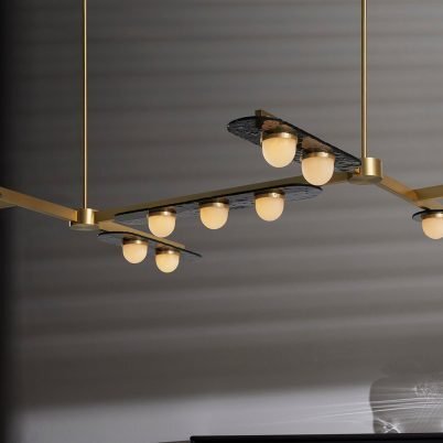 CTO Lighting Modulo - Grid 11 Chandelier bronze with smoked kiln glass and matt opal glass