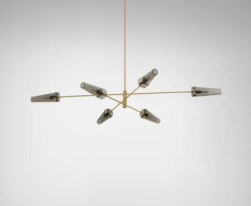 CTO Lighting Axis Large - DALI-B Pendant Light satin brass with smoked glass