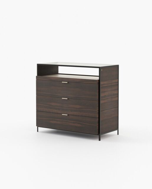 Laskasas ROWLING Set of 3 Chest of Drawers Smoked Eucalyptus Veneer Matte