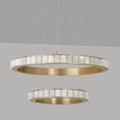 CTO Lighting Avalon Halo - Ceiling Mounting Plate - DALI-A Chandelier satin brass with honed alabaster