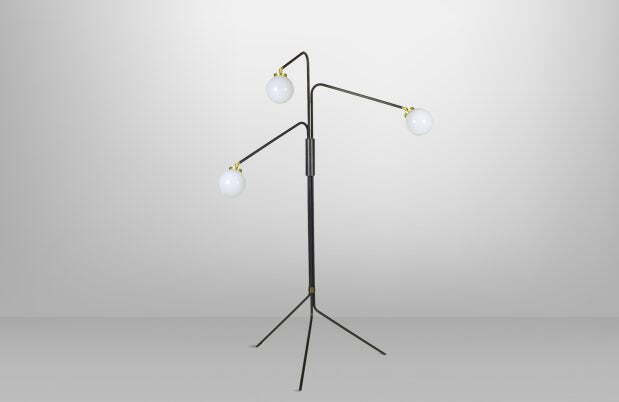 CTO Lighting Array Floor Lamp bronze with bronze details and shiny opal glass - UK plug