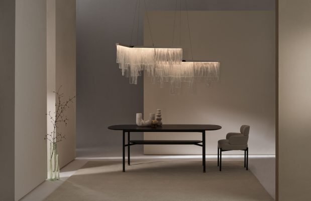 CTO Lighting Cascata - Ceiling Mounting Plate Chandelier bronze with wavy kiln glass