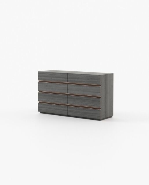 Laskasas CONNOR Set of 8 Chest of Drawers Grey Eucalyptus Veneer Matte