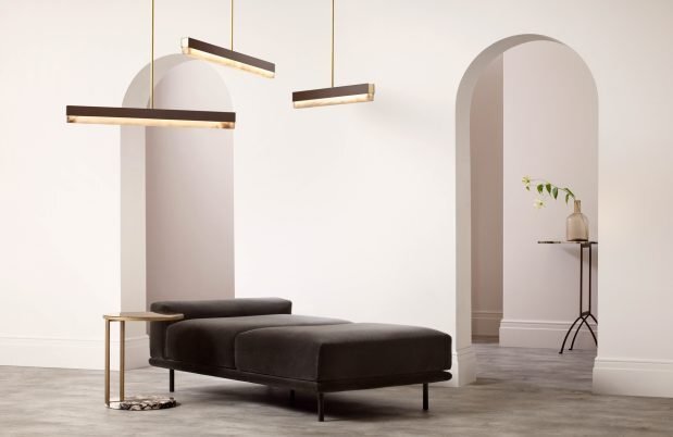 CTO Lighting Artes 900 - DALI-A Pendant Light bronze with satin brass details and honed alabaster
