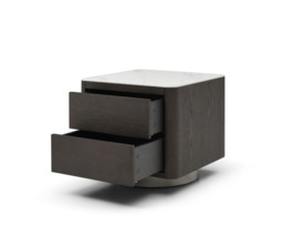 Coin Bedside Table - Smoke Oak & Marble - thumbnail 4
