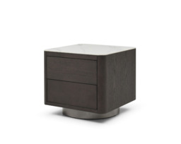 Coin Bedside Table - Smoke Oak & Marble - thumbnail 3