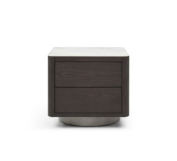 Coin Bedside Table - Smoke Oak & Marble - thumbnail 2