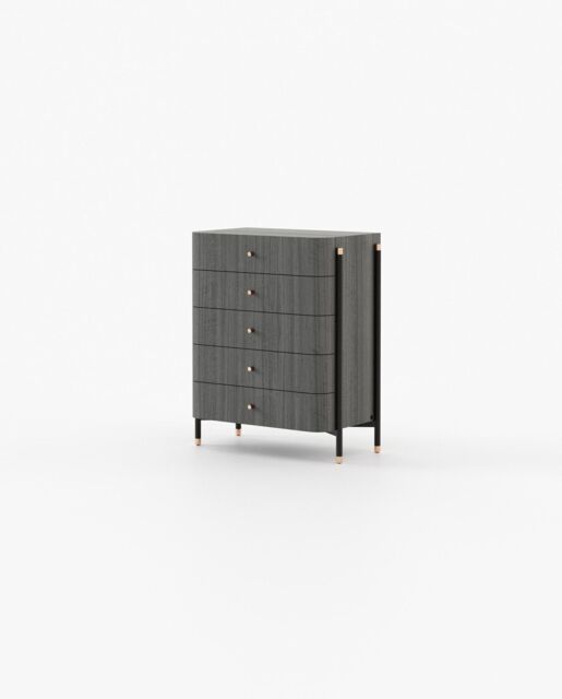 Laskasas ROSIE Tallboy Chest of Drawers Grey Eucalyptus Veneer Matte