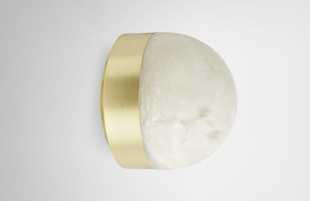 CTO Lighting Lucid 300 - Flush Wall Light satin brass with honed alabaster