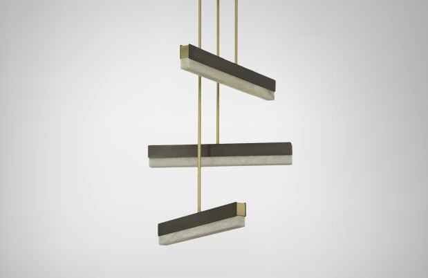 CTO Lighting Artes Collective 600 Pendant Light bronze with bronze details and honed alabaster