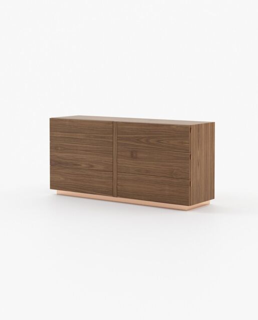 Laskasas KIRA Set of 6 Chest of Drawers Walnut Veneer Matte