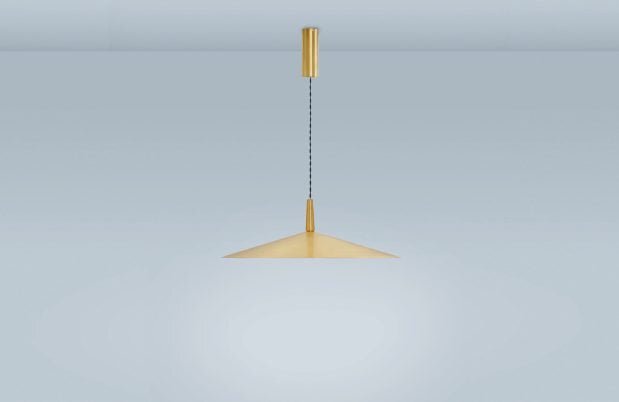CTO Lighting Tinto - Medium - Flex - DALI-A Pendant Light satin brass shade and black silk braided flex