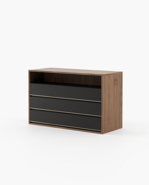 Laskasas BOWEN Set of 3 Chest of Drawers Walnut Veneer Matte