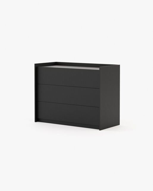 Laskasas ENDY Set of 3 Chest of Drawers Black Lacquer Matte