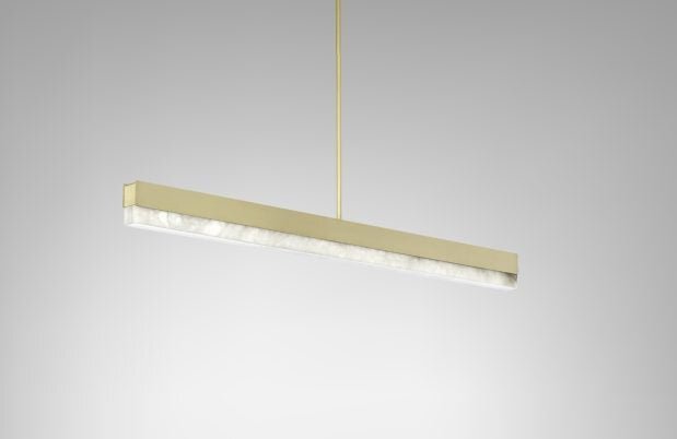 CTO Lighting Artes 1200 Pendant Light bronze with satin brass details and honed alabaster