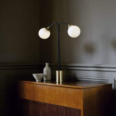 CTO Lighting Array Twin Table Lamp bronze with bronze details and shiny opal glass - UK plug