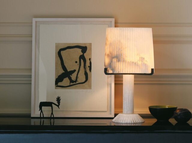 CTO Lighting Acropolis Table Lamp honed alabaster and black steel