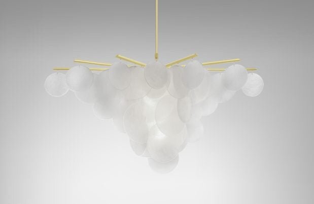 CTO Lighting Nimbus - Medium Chandelier satin brass with fritted glass