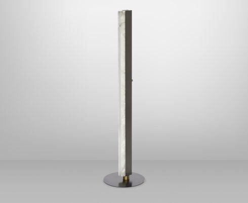 CTO Lighting Artes 1200 Floor Lamp bronze with satin brass details and honed alabaster - UK plug
