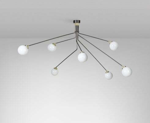 CTO Lighting Array Pendant - Large - DALI-A Ceiling Light bronze with satin brass details and shiny opal glass