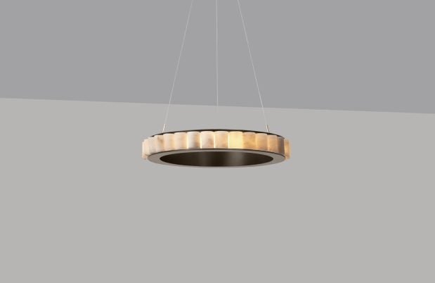 CTO Lighting Avalon Medium - Ceiling Rose Chandelier bronze finish with honed alabaster